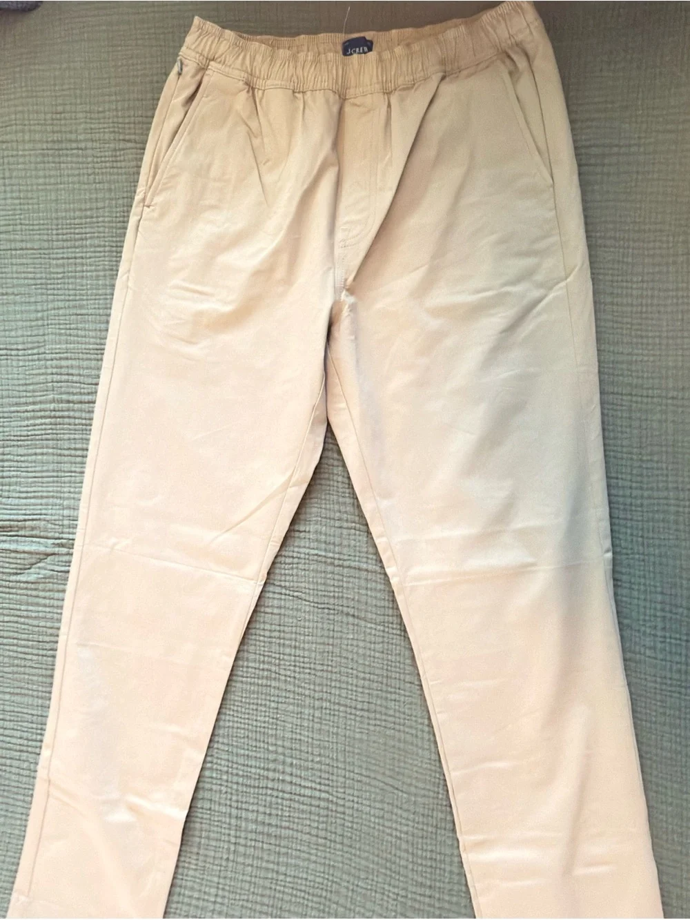 J. Crew Men's Light Beige Elastic-Waist Chinos